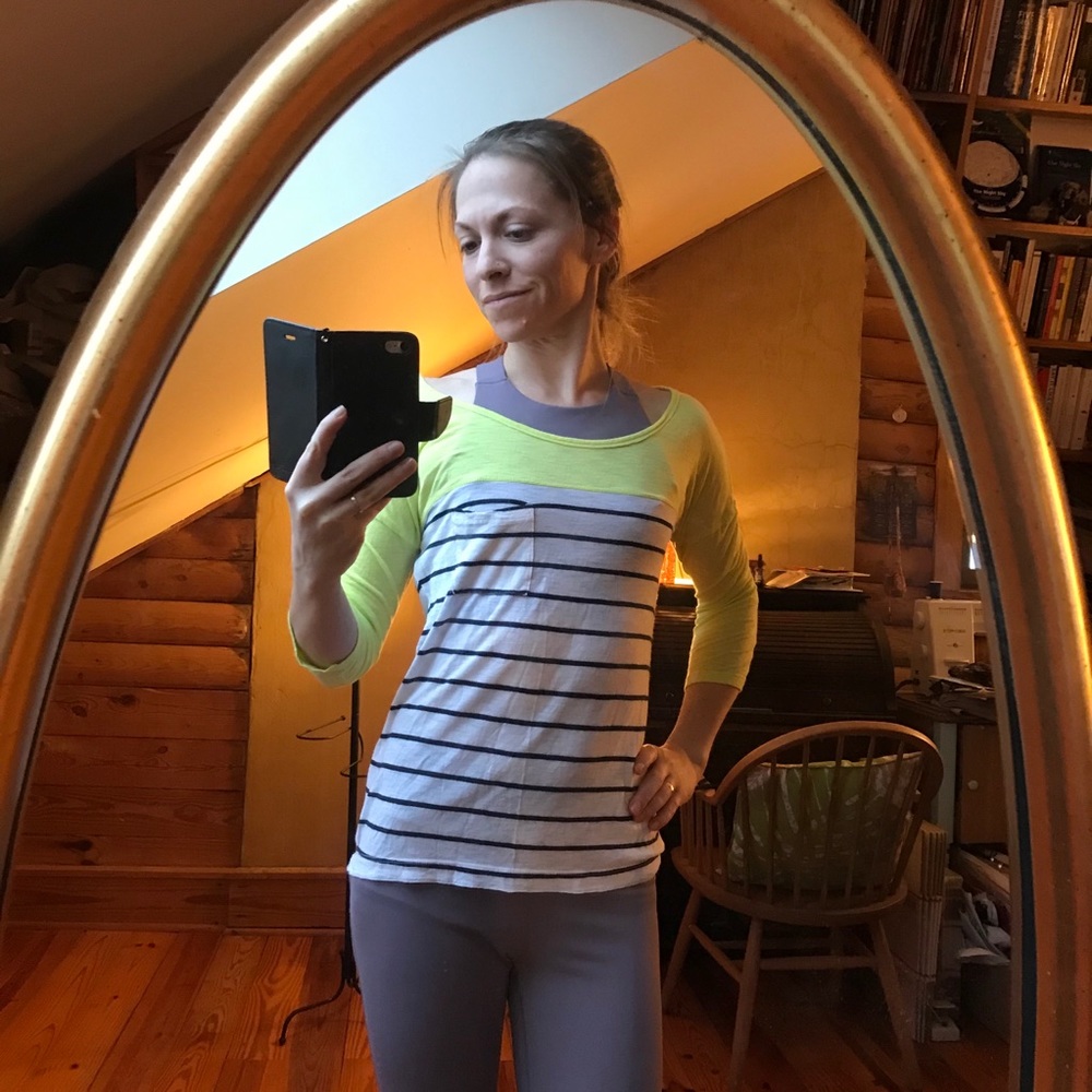 🌸5/$30🌸 Aerie 3/4 Yellow White Stripe Tee, EUC S - Picture 14 of 15